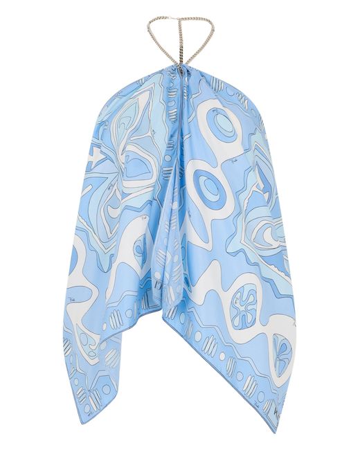 Emilio Pucci Blue Short Silk Top