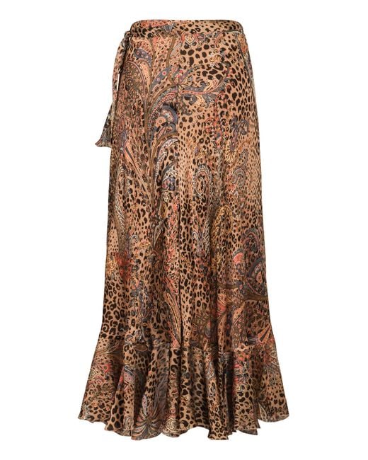 Etro Brown Printed Silk Skirt
