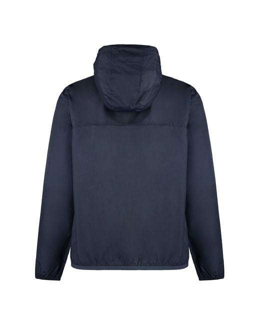 K-Way Blue Claude Hooded Nylon Jacket for men