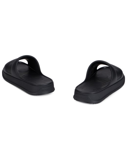 Moncler Black Slippers With Embossed Logo