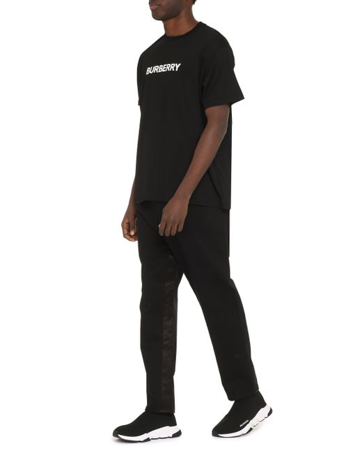 T-shirt girocollo in cotone di Burberry in Black da Uomo