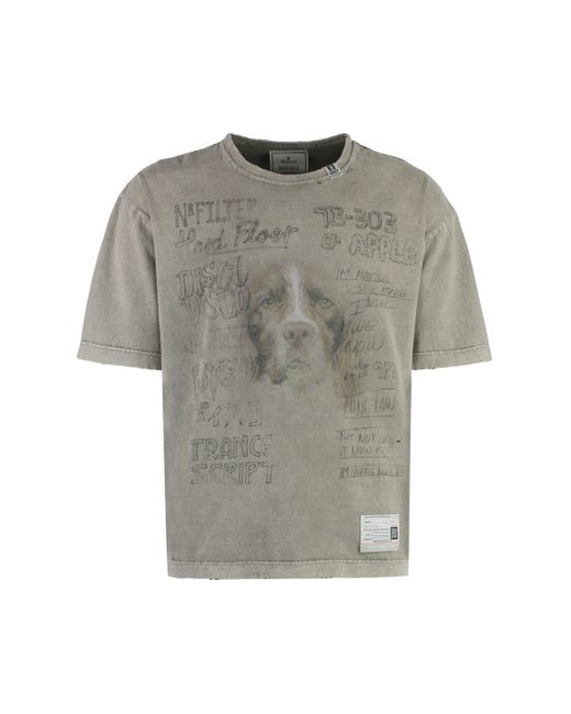 T-shirt in cotone stampata di Maison Mihara Yasuhiro in Gray da Uomo