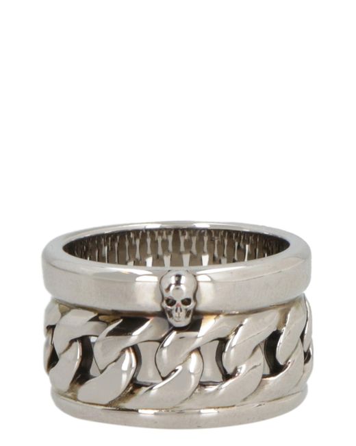 Alexander McQueen Metallic Chain-motif Band Ring for men