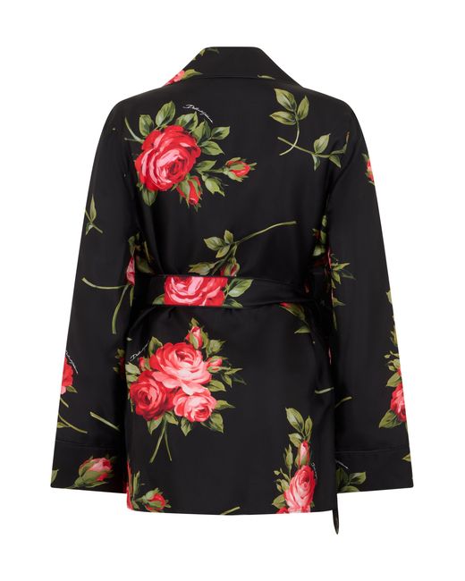 Dolce & Gabbana Black Silk Floral Jacket