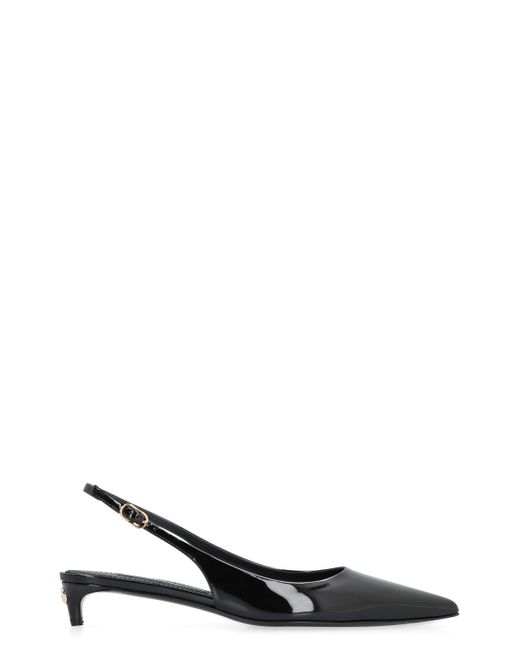 Dolce & Gabbana Black Lollo Patent Leather Slingback Pumps