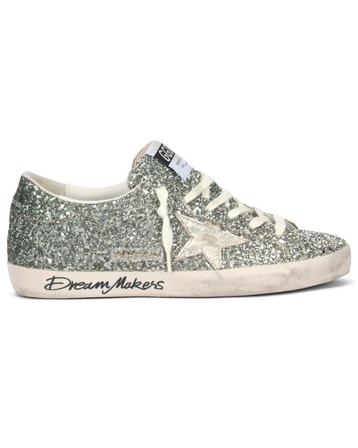 Golden Goose Deluxe Brand White Sneakers Super Star With Glitter