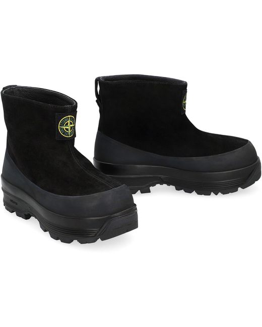 Stone Island Black Solid Slip On Boots for men