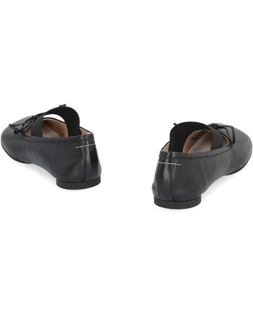 MM6 by Maison Margiela Black Anatomic Leather Ballet Flats