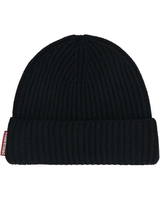 DSquared² Black Hat And Scarf Set for men