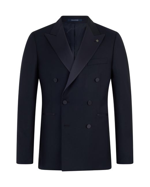 Tagliatore Blue Double-Breasted Wool Coat for men