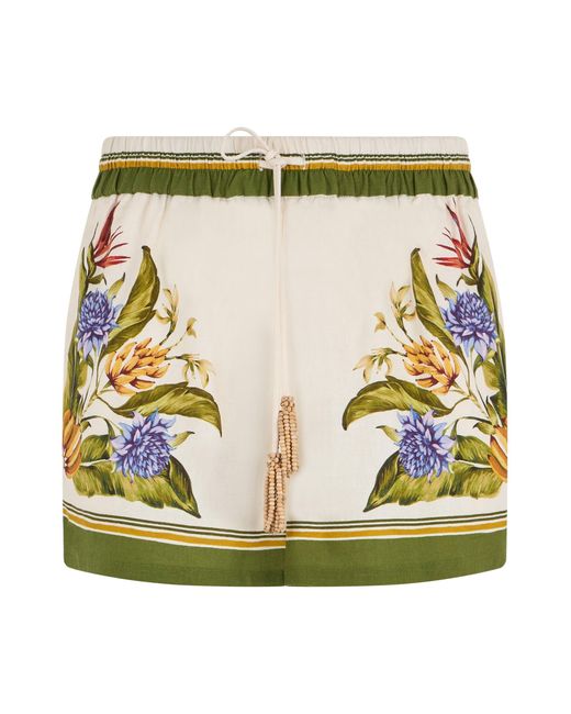 Farm Rio Green Shorts With Floral Print