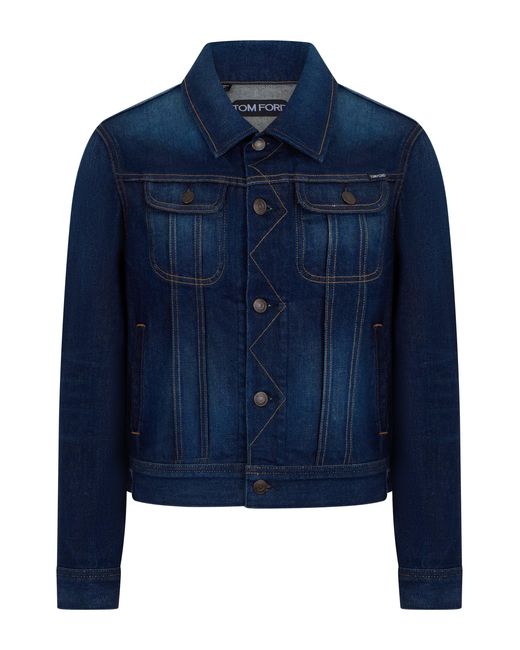 Tom Ford Blue Jacket With Contrasting Stitches