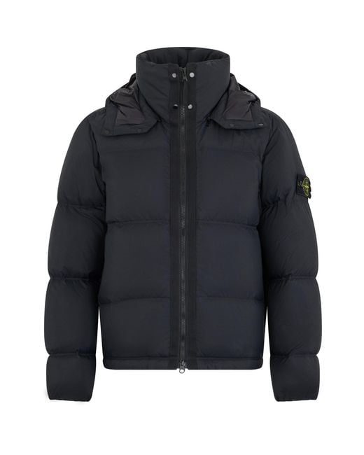 Stone Island Blue Padded Winter Jacket With Hood for men