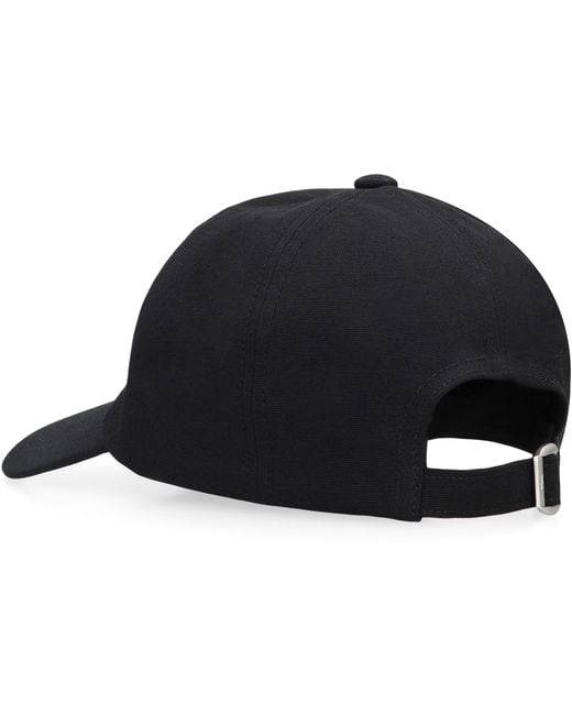Maison Kitsuné Black Cotton Logo Baseball Cap Hat for men