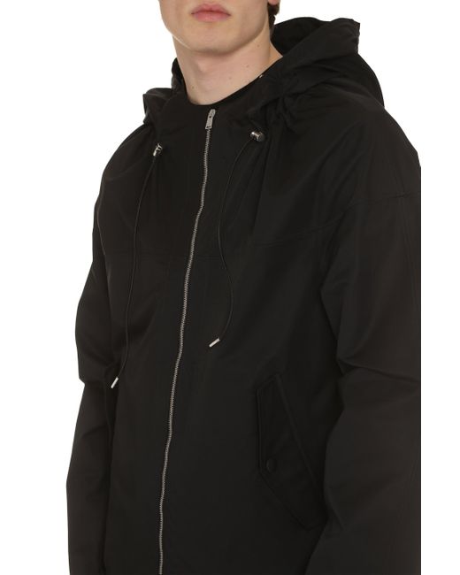 Lanvin Black Technical Fabric Hooded Jacket for men