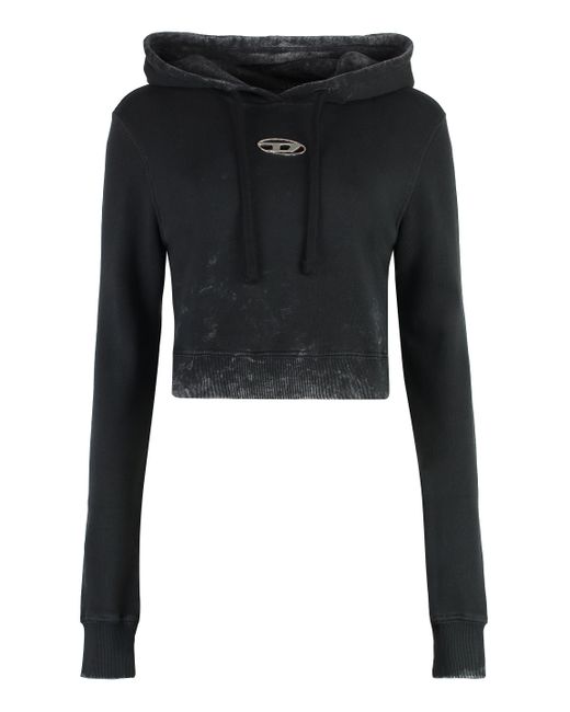 Felpa F-Slimmy-P5 in cotone con cappuccio di DIESEL in Black