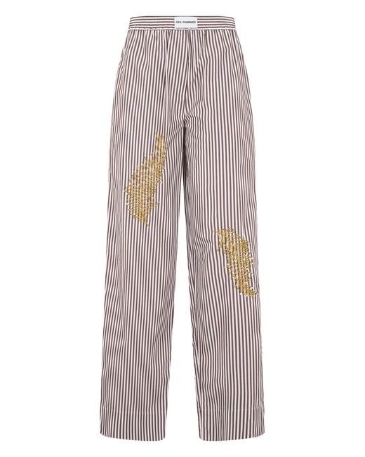 Des Phemmes Multicolor Striped Pants With Rhinestones