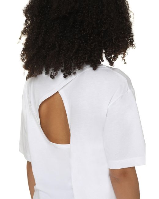 T-shirt girocollo in cotone di Calvin Klein in White