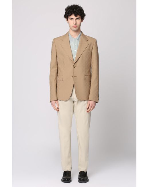 Gucci Natural Single-Breasted Two-Button Jacket for men