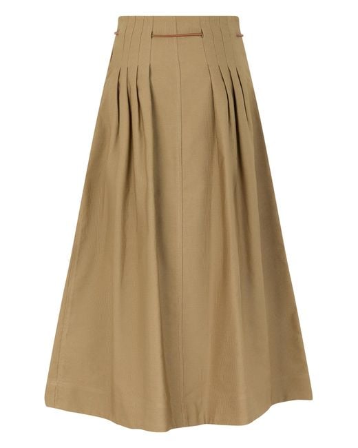 Max Mara Natural Pleated Skirt With Adjustable Waist