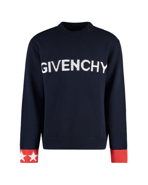 Straight crew neck maglione di Givenchy in Blue da Uomo