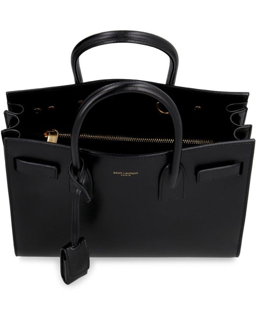 Saint Laurent Black Mini Leather Shopping Handbag