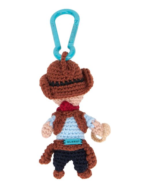 Alanui Red Crochet Cowboy Keychain