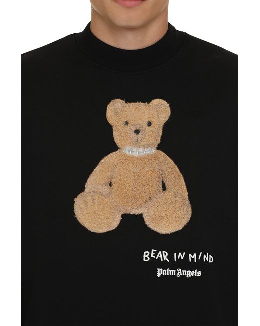 Palm Angels Black Cotton Crew-Neck Sweatshirt for men