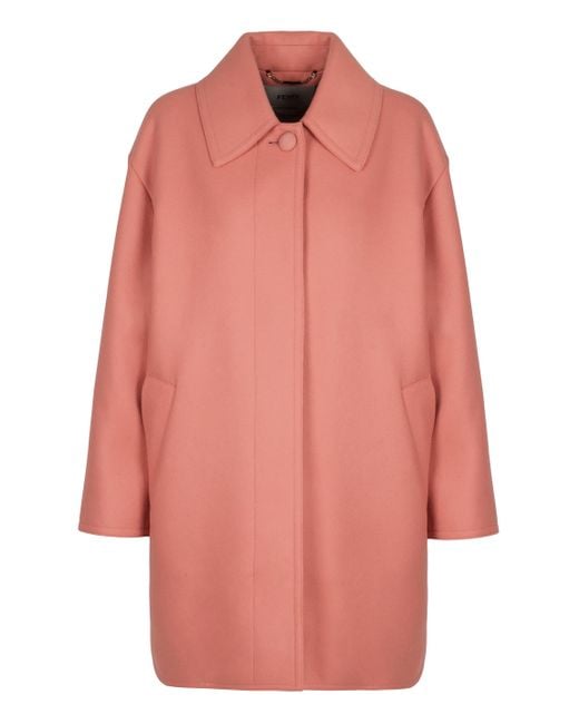 Fendi Pink Single-Breasted Wool Coat