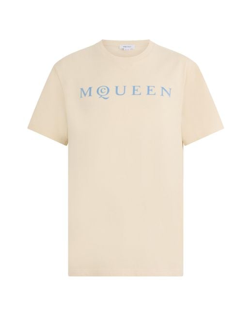 McQueen White Cotton T-Shirt With Print for men