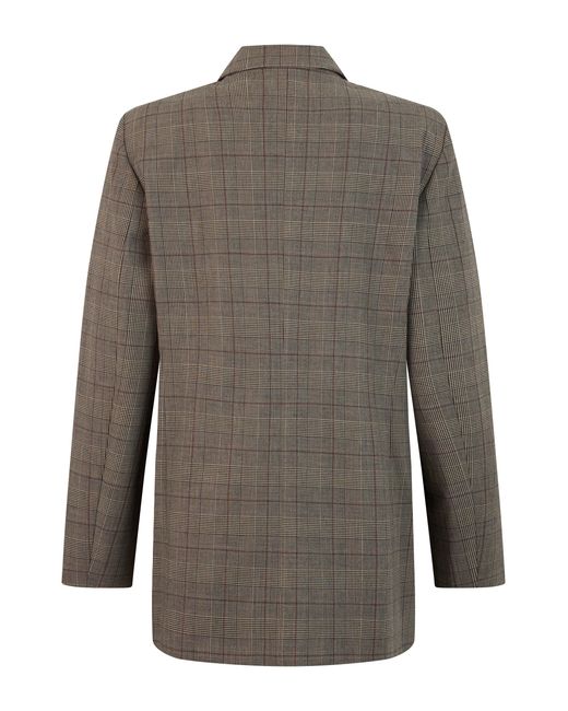 Pinko Brown Double-Breasted Jacquard Jacket With Button Front