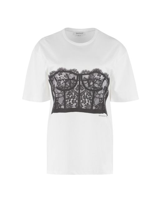 T-shirt con maniche corte e stampa di Alexander McQueen in White