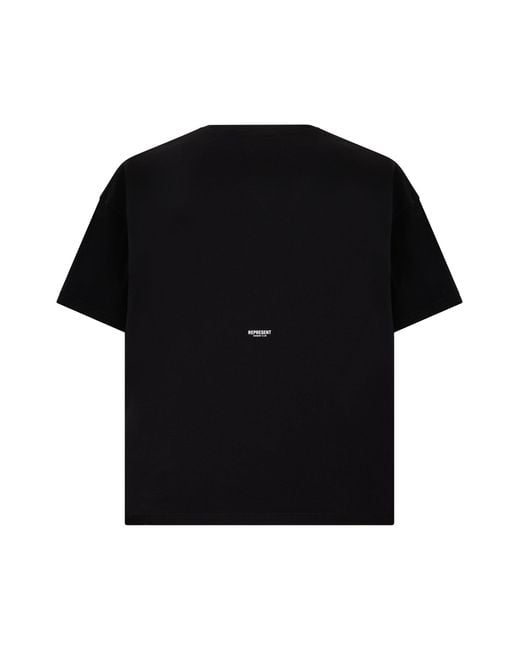 Represent Black T-Shirt With Embroidered Logo for men