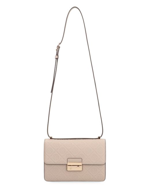 Tory Burch Natural T Monogram Leather Shoulder Bag