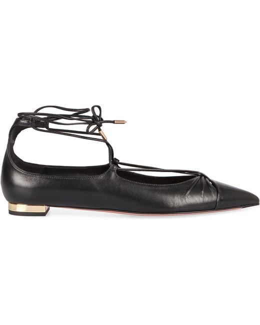 Aquazzura Black Gabi Pointy-Toe Ballet Flats