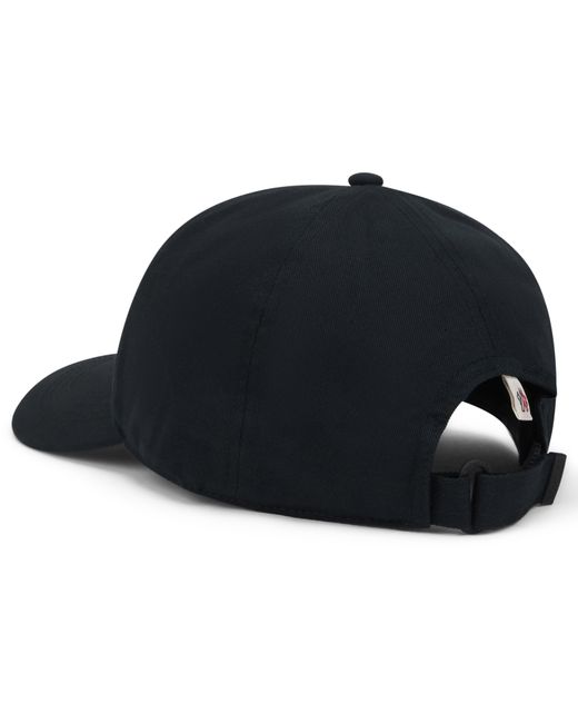Moncler Black Cotton Cap With Logo for men