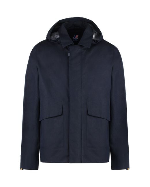 K-Way Blue Cotton-Linen Blend Jacket for men