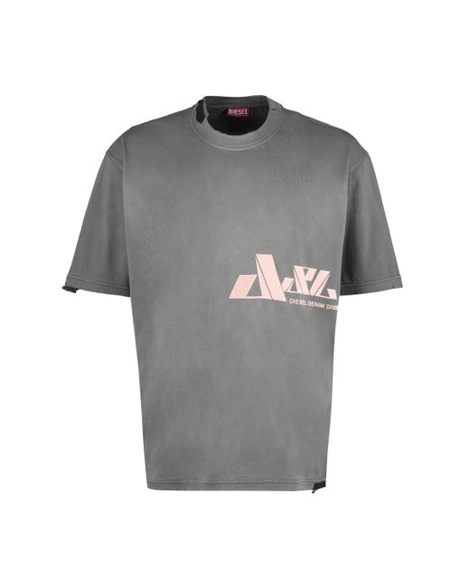 DIESEL Gray Cotton Crew-Neck T-Shirt for men