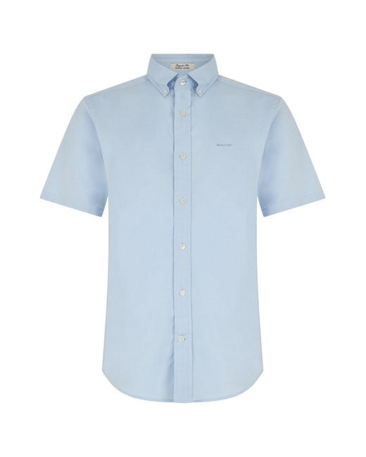 Gant Blue Short-Sleeve Cotton Shirt for men