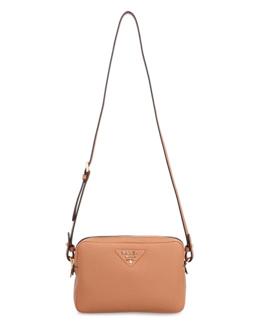 Borsa a tracolla small in pelle di Prada in Brown