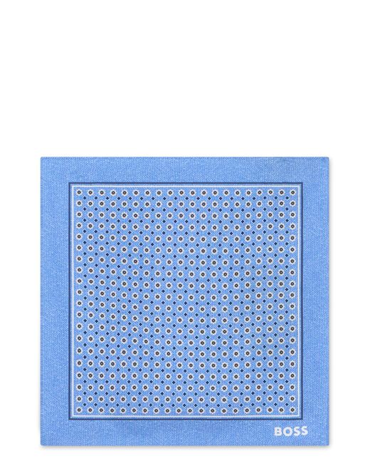 Boss Blue Silk Pouch With Print And Logo for men