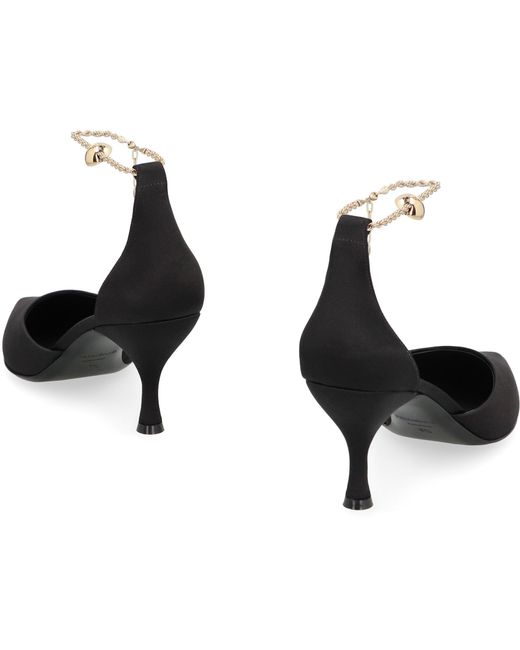 Ferragamo Black Dana Satin Slingback Pumps