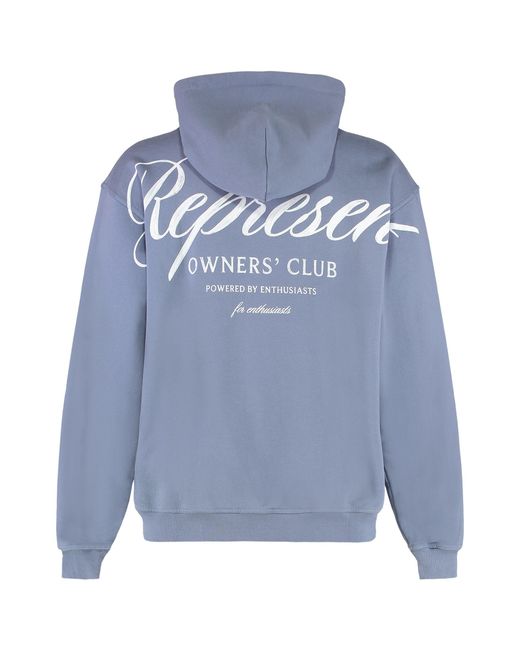 Represent Blue Cotton Hoodie for men