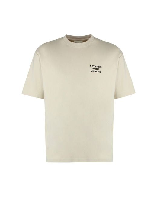 Drole de Monsieur White Slogan Cotton Crew-Neck T-Shirt for men