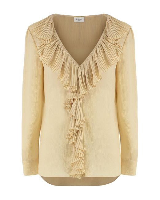 Saint Laurent Natural Crêpe-Silk Blouse