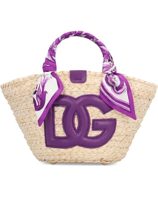 Dolce & Gabbana Pink Kendra Coffa Raffia Tote Bag