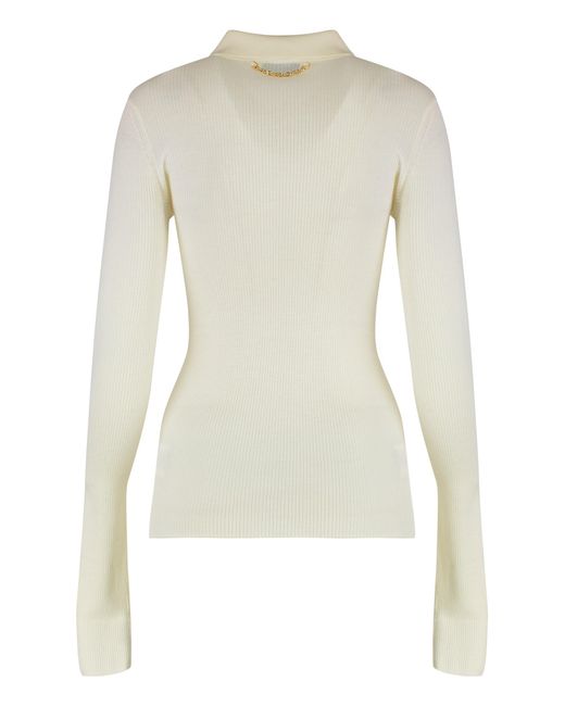 Elisabetta Franchi White Long Sleeve Polo Shirt