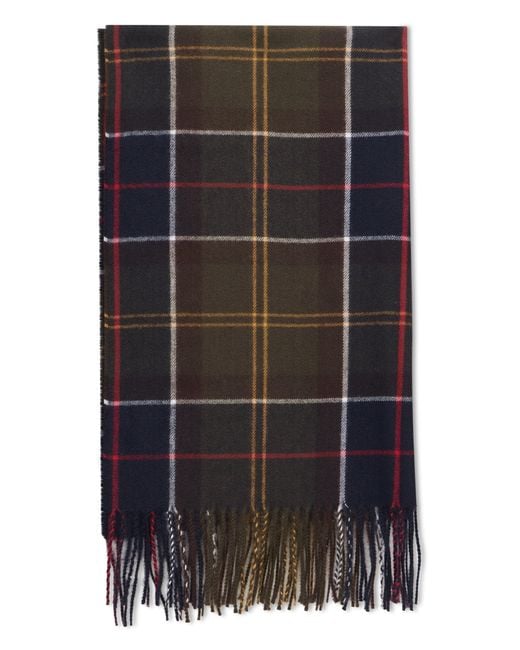 Barbour Black Checkered Scarf With Fringes