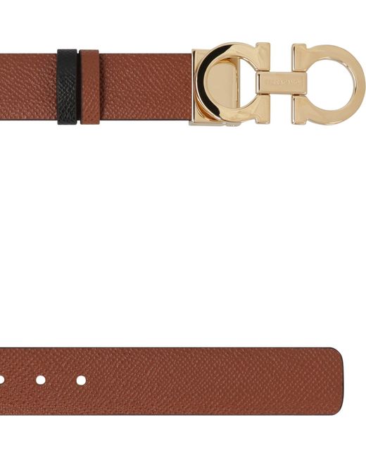 Ferragamo White Gancini Reversible Leather Belt