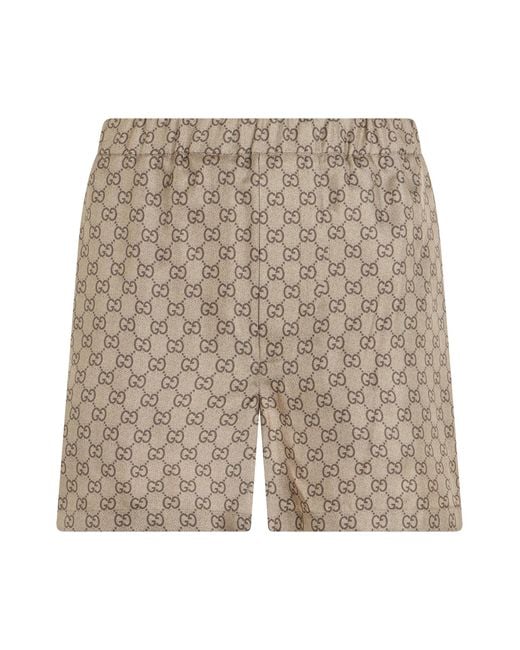 Gucci Natural Elegant Short Trousers With Monogram